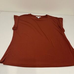 Nine West Short Sleeve Top in Rich Rust